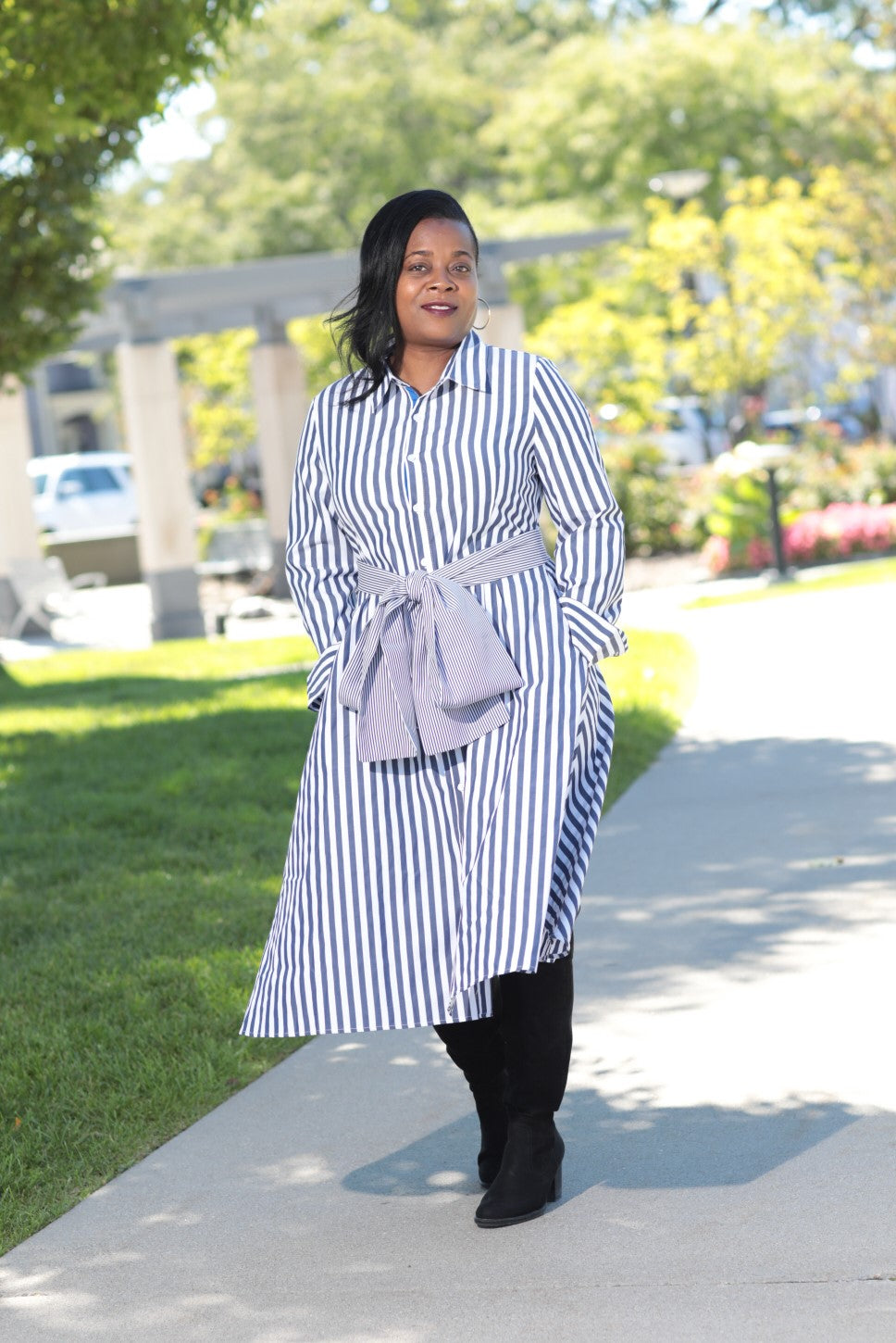 Spenser Maxx Navy Stripe Midi Dress M