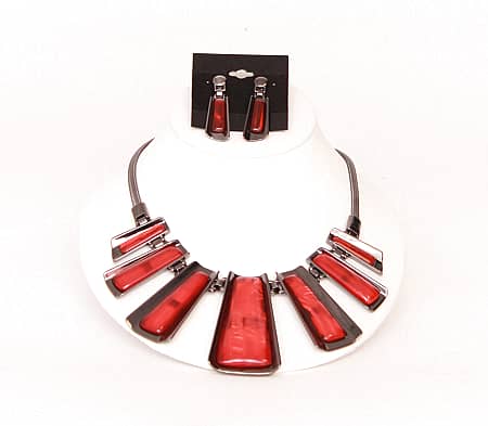 Hemi/Red Bars Necklace Set