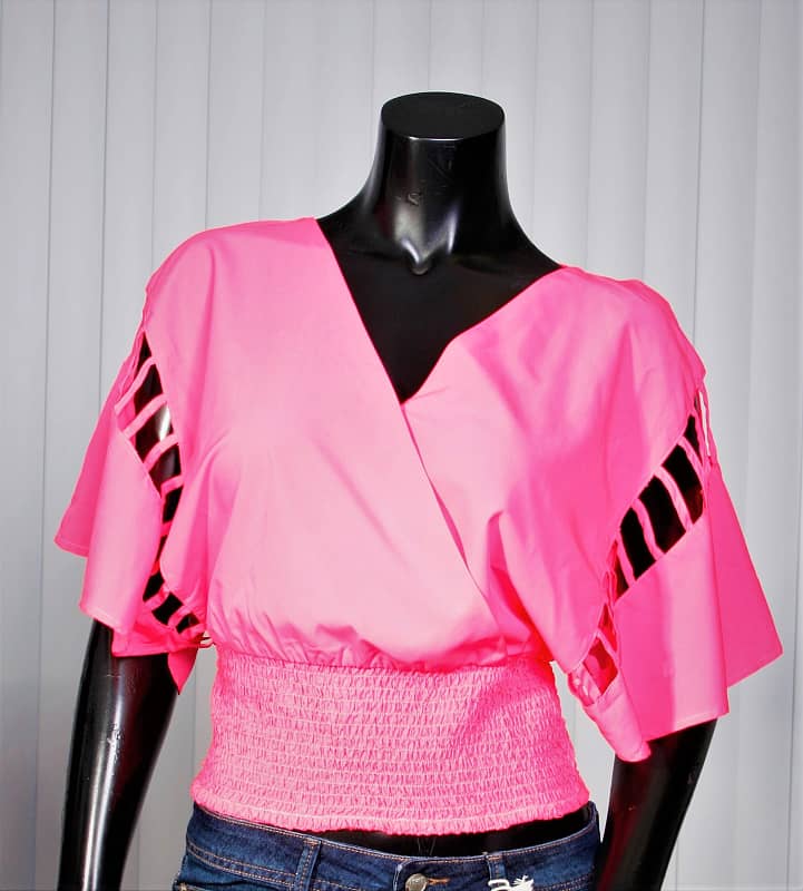 Pink Wide Top Cut Out Sleeves