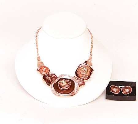 Rose Gold Brown/Champagne Necklace Set